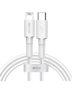 Baseus BMX Mini USB-C to Lightning Cable PD 18W - MFI сертифициран USB-C към Lightning кабел за Apple устройства с Lightning порт (180 см) (бял)