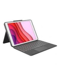 Logitech Combo Touch - безжична клавиатура и тракпад, с кейс и  поставка за iPad 7 (2019), iPad 8 (2020) (черен)