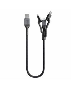 Nomad Kevlar USB-A to Universal Cable - здрав кевларен кабел за устройства с Lightning, microUSB и USB-C порт (30 см) (черен)