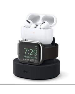 Elago Duo Charging Hub Pro - силиконова поставка за зареждане на iPhone, Apple Watch и Apple AirPods Pro (черна)