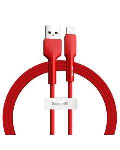 Baseus Silica Gel Lightning USB Cable - USB кабел за Apple устройства с Lightning порт (100 см) (червен)
