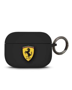 Ferrari Airpods Pro Silicone Case - силиконов калъф с карабинер за Apple Airpods Pro (черен)