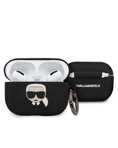 Karl Lagerfeld Airpods Pro Ikonik Silicone Case - силиконов калъф с карабинер за Apple Airpods Pro (черен)