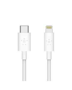 Belkin Mixit Boost Charge USB-C to Lightning Cable PD 18W - MFI сертифициран USB-C към Lightning кабел за Apple устройства с Lightning порт (120 см) (бял)