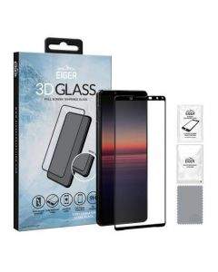 Eiger 3D Glass Edge to Edge Full Screen Tempered Glass - калено стъклено защитно покритие с извити ръбове за целия дисплея на Sony Xperia 1 II (черен-прозрачен)