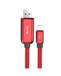 Baseus Glowing USB Lightning Cable (CALLG-01) - Lightning USB кабел за Apple устройства с Lightning порт (100 см) (червен)