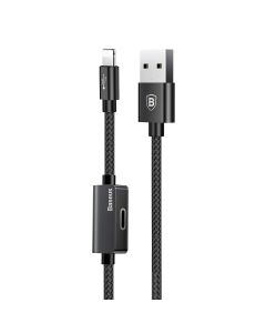 Baseus Music Series Lightning Audio Data Cable - Lightning USB кабел с допълнителен Lightning порт за устройства с Lightning порт (100 см) (черен)