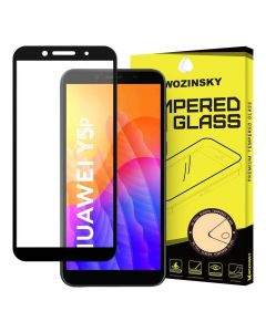 Wozinsky Full Glue Tempered Glass - обхващащо и ръбовете стъклено защитно покритие за дисплея на Huawei Y5p (2020) (черен)
