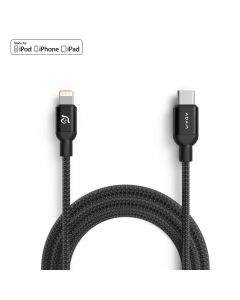 Adam Elements PeAk II Lightning to USB-C Cable - MFI сертифициран USB-C към Lightning кабел за Apple устройства с Lightning порт (120 см) (черен)