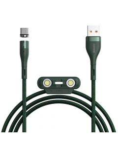 Baseus Zinc Magnetic Safe Fast Charging Data Cable (CA1T3-B06) - кабел с магнитни конектори за Apple продукти с Lightning, microUSB и USB-C (100 см) (зелен)