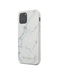 Guess Marble Case - дизайнерски кейс с висока защита за iPhone 12 Pro Max (бял)
