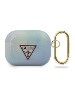 Guess Airpods Pro Silicone Case Tie & Dye Collection No.1 - силиконов калъф с карабинер за Apple Airpods Pro (син)