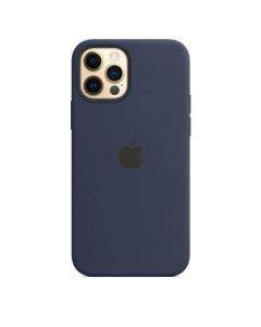 Apple iPhone Silicone Case with MagSafe - оригинален силиконов кейс за iPhone 12, iPhone 12 Pro с MagSafe (тъмносин)