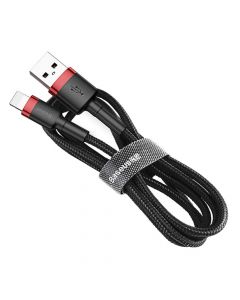Baseus Cafule USB Lightning Cable (CALKLF-A19) - Lightning USB кабел за Apple устройства с Lightning порт (50 см) (черен-червен)