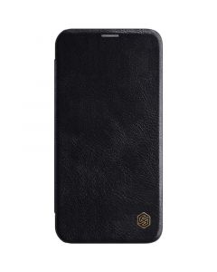 Nillkin Qin Leather Flip Case - кожен калъф, тип портфейл за iPhone 12 Pro Max (черен)