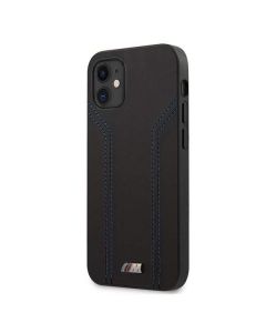 BMW M Collection PU Carbon Stripe Leather Hard Case - кожен кейс за iPhone 12 mini (черен)