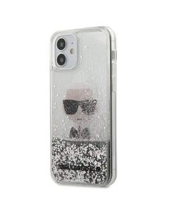 Karl Lagerfeld Liquid Glitter Ikonik Case - дизайнерски кейс с висока защита за iPhone 12 mini (сребрист)