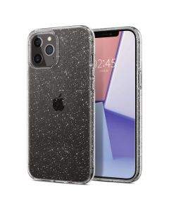 Spigen Liquid Crystal Glitter Case - тънък силиконов (TPU) калъф за iPhone 12, iPhone 12 Pro (прозрачен)
