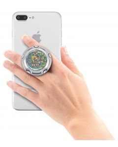 Jumpop Glamour Silver Glitter Smartphone-Fingerholder - поставка и аксесоар против изпускане на вашия смартфон (сребрист-гланц)
