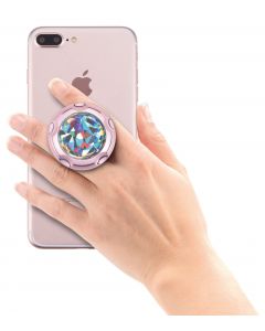 Jumpop Glamour Diamond Cut Smartphone-Fingerholder  - поставка и аксесоар против изпускане на вашия смартфон (розово злато-гланц)