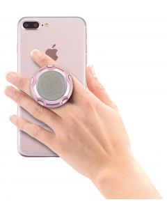 Jumpop Glamour Silver Sparks Smartphone-Fingerholder  - поставка и аксесоар против изпускане на вашия смартфон (розово злато-гланц)