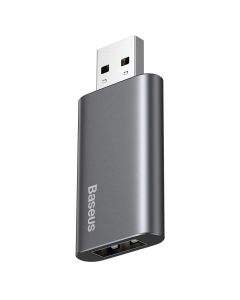 Baseus Travel Memory Stick 32GB (ACUP-B0A) - USB флаш памет с 32GB капацитет и допълнителен USB-A порт за зареждане на мобилни устройства (тъмносив)