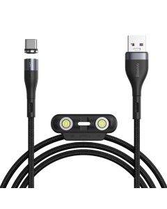 Baseus Zinc Magnetic Safe Fast Charging Data Cable (CA1T3-BG1) - кабел с магнитни конектори за Apple продукти с Lightning, microUSB и USB-C (100 см) (черен)