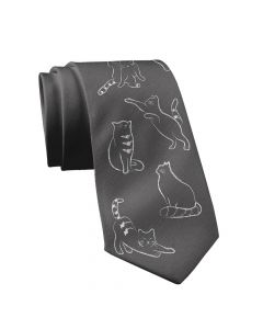 Дизайнерска вратовръзка - Mamas Boy Gray Cat (черен)