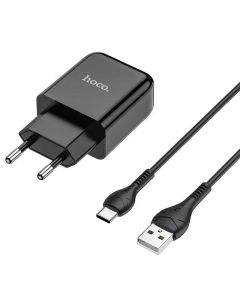 Hoco N2 Wall Charger and USB-C Cable - захранване за ел. мрежа 2.1A с USB изход и USB-C кабел (черен)