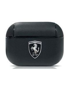 Ferrari Signature Leather Case - кожен кейс (естествена кожа) за Apple Airpods Pro (черен)