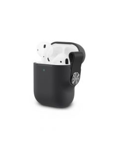 Moshi Pebbo Detachable Wrist Strap Case - силиконов кейс с каишка за Apple Airpods и Apple Airpods 2 (черен)