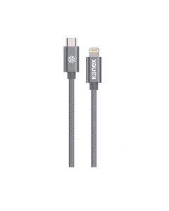 Kanex Premium DuraBraid USB-C to Lightining Cable - сертифициран (MFI) USB-C към Lightning кабел за Apple устройства с Lightning порт (120 см) (сив)