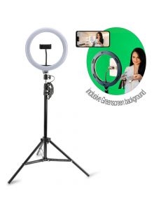 4smarts Selfie Tripod LED LoomiPod XL and Green Screen - универсален трипод с LED светлина за смартфони (35-173 см) и зелен екран (черен)
