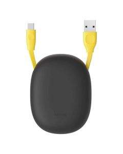 Baseus Lets Go Little Reunion One-Way Stretchable Data Cable - универсален USB към USB-C кабел (100 см) (сив-жълт)