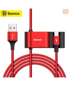 Baseus Special Data Cable for Backseat (Lightning + USB) - USB кабел с Lightning конектор и 2xUSB-A порта (150 см) (червен)