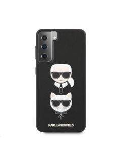 Karl Lagerfeld Saffiano Karl & Choupette Heads Case - дизайнерски кожен кейс за Samsung Galaxy S21 Plus (черен)