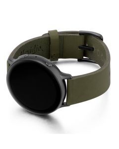 Meridio Deep Leaf Full Grain Leather Band - уникална ръчно изработена кожена (естествена кожа) каишка за Samsung Galaxy Watch Active (тъмнозелен)