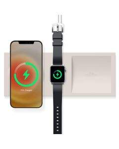 Elago Charging Tray Duo for MagSafe & Apple Watch Charger - силиконова поставка за зареждане на iPhone и Apple Watch чрез поставяне на Apple MagSafe Charger и Apple Watch кабел (бял)