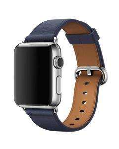 Apple Classic Buckle Band - оригинална кожена каишка за Apple Watch 38мм, 40мм (тъмносин)