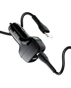 Hoco Dual USB Car Charger 4.8A & Lightning Cable Z36 - зарядно за кола с 2xUSB изходa (4.8A) и Lightning кабел за iPhone, iPad и iPod с Lightning порт (черен)