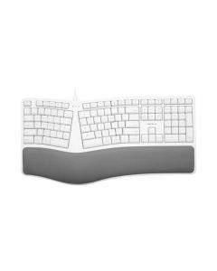 Macally Ergonomic Keyboard with Palm Rest UK - жична ергономична клавиатура за Mac и PC (бял)