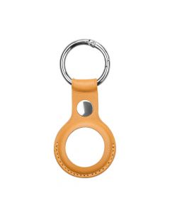 PU Leather Keyring Keychain Case - стилен ключодържател от изкуствена кожа за Apple AirTag (светлокафяв)