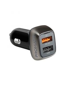 Promate Scud-30 Car Charger Dual USB 30W QC 3.0 - зарядно за кола с два USB изхода и QuickCharge 3.0 технология за бързо зареждане (черен)