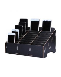 Multifunctional Chevy Board Mobile Phone Repair Wooden Tool Box - дървена кутия с 24 слота за организиране на смартофни и части (черен)