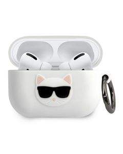 Karl Lagerfeld Airpods Pro Choupette Silicone Case - силиконов калъф с карабинер за Apple Airpods Pro (бял)