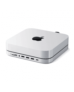 Satechi Aluminium USB-C Hub with SSD Enclosure for Mac Mini - алуминиева поставка с място за SDD и допълнителен USB-C хъб за Mac Mini (сребрист)