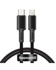Baseus High Density Braided USB-C to Lightning Cable PD 20W (CATLGD-01) - USB-C към Lightning кабел за Apple устройства с Lightning порт (100 см) (черен)