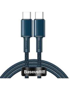 Baseus High Density Braided USB-C to USB-C Cable PD 2.0 100W (CATGD-A03) - здрав кабел с въжена оплетка за бързо зареждане за устройства с USB-C порт (200 см) (син)