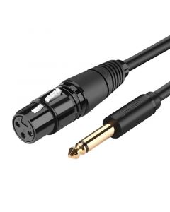 Ugreen XLR to 6.35 mm Microphone Cable - качествен аудио кабел XLR към 6.35 мм жак за свързване на микрофон (300 см) (черен)