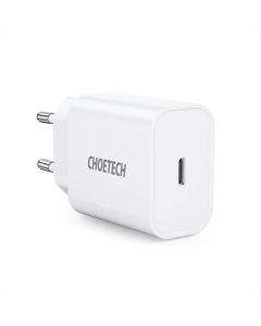 Choetech Wall Charger USB-C 20W PD - захранване за ел. мрежа 20W с USB-C изход и технология за бързо зареждане (бял)